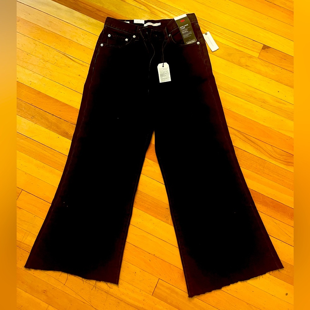 Anthropologie Levi Premium Denim High Loose Flare Jeans 28 x 32 Black NWT